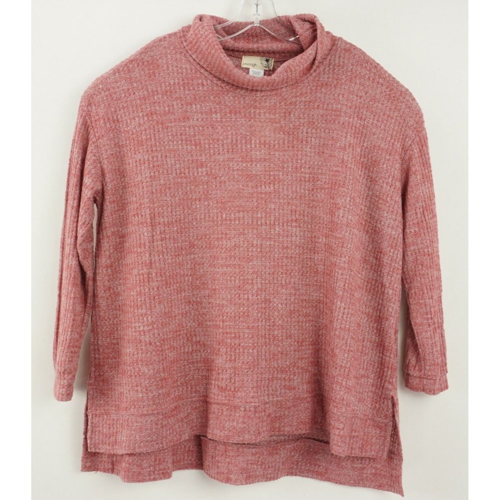 New Everleigh Women's Size M‎ Oversized Mauve Chambray Knit Cowl Neck Tunic Top